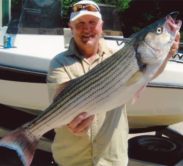 One of the large stripers caught by a guest on one of our partner's guided fishing tours.